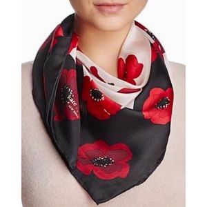 Kate Spade Falling Poppy Flower Square Silk Scarf